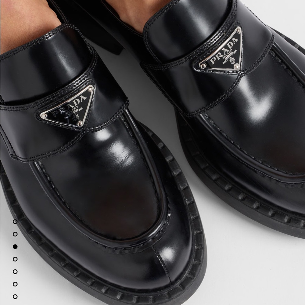 Prada logo brushed leather loafers